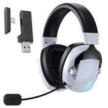 Load image into Gallery viewer, LICAEVEY Wireless Gaming Headset for PC Mobile, 2.4GHz Bluetooth 5.4 Headphones with Noise Canceling Mic, 50mm Driver 7.1 Surround Sound RGB Light, 50-Hour Battery for Gaming Music (Black and White), BlackandWhite_1