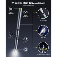 Load image into Gallery viewer, LIFEGOO Mini Electric Screwdriver, 62 in 1 Cordless Precision Power Screwdriver Set with 48 Bits, LED Lights Magnetic Mat, Rechargeable Portable Repair Tool Kit for Phone Watch Camera Laptop PC, Grey_8578