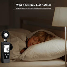 Load image into Gallery viewer, Light Meter, Handheld Lux Meter for Photography Grow Plants Led, Digital Photometer Illuminance Meter Range up to 200,000 Lux, Photo Illuminance Sensor with MAX/MIN Data Hold_8151