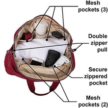 Load image into Gallery viewer, Lily & Drew Nylon Travel Tote Cross-body Carry On Bag with shoulder strap (Raspberry)_2849