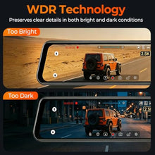 Load image into Gallery viewer, LINGDU 12" Mirror Dash Cam, 4K UHD Front and 2.5K Rear View Dash Camera for Car, with ADAS BSD LCA Smart Mode, GPS, G-Sensor, Loop Recording, Parking Monitor, Voice Control, 5.8GHz WiFi, Black_1742