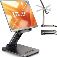 Load image into Gallery viewer, LISEN Tablet Stand, iPad Stand Tablet Holder for Desk, Kindle Accessories Home Office Portable Monitor Stand for Apple iPad mini Air Switch, Adjustable Height Angle, Foldable Design for Gifts, Black_1