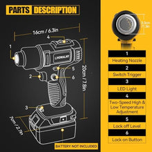Load image into Gallery viewer, LIVOWALNY Cordless Heat Gun Compatible with Dewalt 20v Battery (Tool Only), 350W Fast Heating Soldering Hot Air Gun 122-1022 Variable Temperature Control with 5 Nozzles for DIY Craft, Shrink Tubing, YellowDe_2128