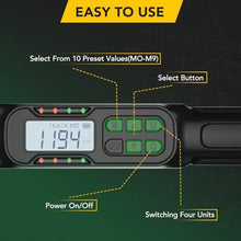Load image into Gallery viewer, LLAVETOR Digital Torque Wrench 1/2 Drive, 5-99.5 ft-lbs, for Bicycle Moto&Car Maintenance, ChromeVanadiumSteel_5445