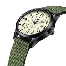 Load image into Gallery viewer, LN LENQIN Mens Watches Unisex Military Sport Nylon Strap Stylish Luminous Fashion Analog Quartz Watch for Men Waterproof Army Tactical Casual Wristwatch, ALNBlackYellowGreen_4179