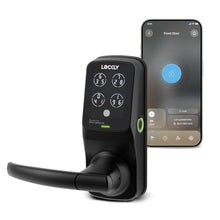 Load image into Gallery viewer, Lockly Secure Plus, Bluetooth Smart Lock, Keyless Entry Door Lock, PIN Genie Keypad, 3D Biometric Fingerprint Sensor, Auto Lock - Matte Black (PGD628FMB) - Latch Edition, MatteBlack_1