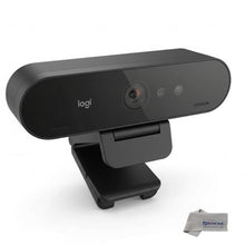 Load image into Gallery viewer, Logitech BRIO 4K Webcam Business PRO - Crystal-Clear Video, Privacy Shutter, HDR Enhanced Lighting, Noise-Cancelling Microphone, 960-001105, Windows, macOS, ChromeOS Compatible, Global Teck Cloth, Black_1