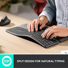 Load image into Gallery viewer, Logitech Ergo K860 Wireless Ergonomic Keyboard - Split Keyboard, Wrist Rest, Natural Typing, Stain-Resistant Fabric, Bluetooth and USB Connectivity, Compatible with Windows/Mac, Black, Graphite_256