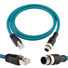 Load image into Gallery viewer, Lonlonty M12 4-Pin D-Code Male to RJ45 Cat6 Cable, 3.3Ft, 10Gbps, MMaleStraight_1