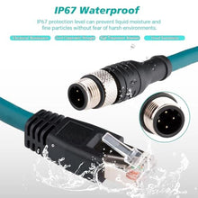 Load image into Gallery viewer, Lonlonty M12 4-Pin D-Code Male to RJ45 Cat6 Cable, 3.3Ft, 10Gbps, MMaleStraight_1164