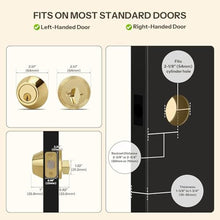Load image into Gallery viewer, LOQRON Round Design Single Cylinder Deadbolt with Keys, Exterior Keyed Dead Bolt Lock for Front Entrance Door Security, Polished Brass, PolishedBrass_6292