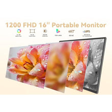Load image into Gallery viewer, LOSC Portable Monitor for Laptop - 16" 1200P FHD Laptop Screen Extender 16:10 IPS Screen External Display with Stand Travel Monitor for PC Mac Phone Game Console, Black_327