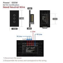 Load image into Gallery viewer, LOUYSGEN Zigbee Switch Need Neutral Wire Need Zigbee Hub,Black 3 Button_1849