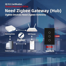 Load image into Gallery viewer, LOUYSGEN Zigbee Switch Need Neutral Wire Need Zigbee Hub,Black 3 Button_1850