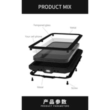 Load image into Gallery viewer, LOVE MEI for iPhone 15 Pro Metal Case, Outdoor Heavy Duty Rugged Full Body Protection Case Military Armor Bumper Aluminum Metal Dustproof Shockproof Case with Tempered Glass for iPhone 15 Pro (Black)_745