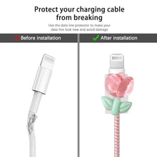 Load image into Gallery viewer, Lovmooful Compatible for iPhone 18W/20W USB-C Charger Cover Clear Lovely 3D Flower Floral Design Soft Charger Protector Cute Cable Case Saver Protector for Girls Women-Pink Tulip_3190