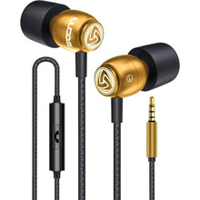 Load image into Gallery viewer, LUDOS Clamor Wired Earbuds in-Ear Headphones, 5 Years Warranty, Earphones with Microphone, Noise Isolating Ear Buds, Memory Foam for iPhone, Samsung, School Students, Kids, Women, Small Ears - Gold_1