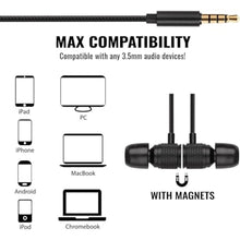 Load image into Gallery viewer, LUDOS Ultra Wired Earbuds in-Ear Headphones, 5 Years Warranty, Earphones with Microphone, Noise Isolating Ear Buds, Memory Foam for iPhone, Samsung, School Students, Kids, Women, Small Ears - Black_2347