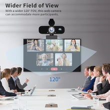 Load image into Gallery viewer, Lusinx Webcam for Computer, USB Plug&Play, Auto Low Light Correction, Privacy Cover, Tripod, Wide Angle for Meeting/Online Video/Zoom, Web Cam with Microphone (4K), withtripod_1678