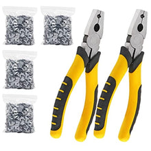 Load image into Gallery viewer, LZWUNYXE 1202 PCS Wire Cage Clips Snap-Ring Hog Rings Buckle Pliers J Clip Non-Slip, YellowandSliver_1