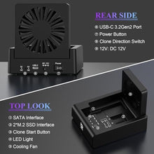 Load image into Gallery viewer, M.2 NVMe & SATA Hard Drive Docking Station, Offline Cloning, Cooling Fan, Black_2064