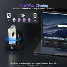 Load image into Gallery viewer, M.2 NVMe & SATA Hard Drive Docking Station, Offline Cloning, Cooling Fan, Black_2067