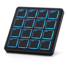 Load image into Gallery viewer, M-VAVE Wireless MIDI Controller Pads, 4.1 * 4.1 Inch, 0.28 LBS, Bluetooth Portable USB with 16 Drum, Note Repeat, Full Level Buttons, Rechargeable battery (Black Pocket), BlackPocket_1