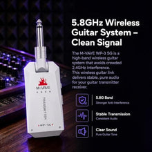 Load image into Gallery viewer, M-VAVE WP-5G Wireless Guitar System, 5.8GHz Wireless Guitar Transmitter Receiver, Rechargeable Wireless Guitar with 24bit/48kHz Audio, 5.6ms Low Latency, 8H Battery, 4 Channels, WPGWhite_129
