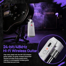 Load image into Gallery viewer, M-VAVE WP-5G Wireless Guitar System, 5.8GHz Wireless Guitar Transmitter Receiver, Rechargeable Wireless Guitar with 24bit/48kHz Audio, 5.6ms Low Latency, 8H Battery, 4 Channels, WPGWhite_130
