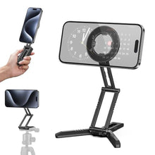 Load image into Gallery viewer, Magnetic Pocket Phone Tripod Foldable Compatible with Magsafe for iPhone 16/15/14/13/12 Plus Pro Max Series, MG03 PRO Aluminium Smartphone Mini Tripod Cell Phone Stand Magnet Quick Mount, Black_1