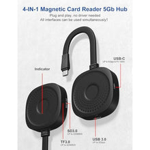 Load image into Gallery viewer, Magnetic USB C Hub Card Reader for iPhone 16 15 Pro Max - 4 in 1 Type-C SD3.0 MicroSD3.0 Card Solt 100W PD 5Gbps USB3.0 USB-C Adapter, Magsafe SD Reader for iPhone, MacBook Pro Air, Pad Pro Type-C, Gold_70