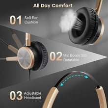 Load image into Gallery viewer, MAIRDI Phone Headset with RJ9 & 3.5mm Jacks for Call Center Deskphone Cell Phone PC Laptop, Office Landline Telephone Headset with Microphone Noise Canceling for Polycom Avaya Nortel, NightBlue_7657