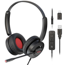 Load image into Gallery viewer, MAIRDI USB Headset with Microphone, 7.1 Surround Sound, USB-A/Type C/3.5mm 3-in-1 Wired Headset with Mic Noise Cancelling & Mute, Computer Headphone for Laptop Home Work Office CallCenter Teams Zoom, MC_1
