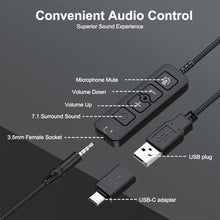 Load image into Gallery viewer, MAIRDI USB Headset with Microphone, 7.1 Surround Sound, USB-A/Type C/3.5mm 3-in-1 Wired Headset with Mic Noise Cancelling & Mute, Computer Headphone for Laptop Home Work Office CallCenter Teams Zoom, MC_917