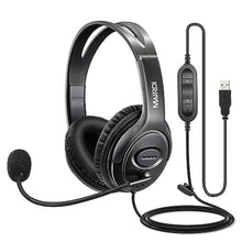 Load image into Gallery viewer, MAIRDI USB Headset with Microphone for PC, Computer Headset with Mic Noise Canceling for Laptop Teams Zoom Office Work Call Center Business Softphone, Dictation Headset for Dragon Naturelly Speaking, Black_1