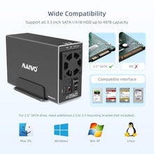 Load image into Gallery viewer, MAIWO Dual Bay Hard Drive RAID Enclosure with Cooling Fan for 2.5/3.5 inch SATA SSD/HDD, 10Gbps USB C 3.1 HDD Enclosure, 48TB Capacity, RAID 0/1/JBOD/PM, Aluminum Case_8772