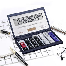 Load image into Gallery viewer, Maizoon Folding Portable Calculator with 14-Digit Large Screen Display Solar Energy and Battery Dual Power Supply Check & Correct Function Suitable for Business and Office, Black_379