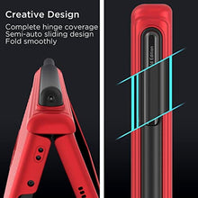 Load image into Gallery viewer, MAKAVO for Samsung Galaxy Z Fold 3 5G Case with Hinge Protection, S Pen Holder, Built-in Tempered Glass Screen Protector, Slim Fit 3D Non-Slip Texture 360 Degree Shockproof Phone Cover (Red), RedwithPenHolder_644