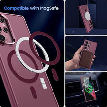 Load image into Gallery viewer, MAKAVO Translucent Matte for Samsung Galaxy S22 Ultra Case, Magnetic Compatible with MagSafe, Slim Thin Cover with Camera Lens Protector Shockproof Phone Shell, Burgundy_7931