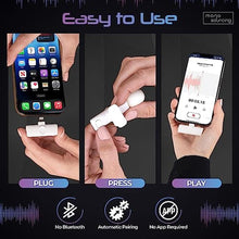 Load image into Gallery viewer, MANA Wireless Lavalier Microphone with Active Noise Reduction - Wireless Lapel Clip On Mic for Content Creator - Mini Mic for iPhone Lightning Port - White_330