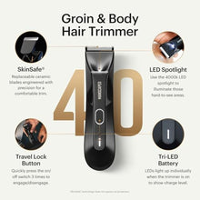 Load image into Gallery viewer, MANSCAPED The Lawn Mower 4.0, Electric Groin Hair Trimmer, Replaceable SkinSafe Ceramic Blade Heads, Waterproof Wet/Dry Clippers, Rechargeable, Wireless Charging, Male Hygiene Grooming Razor, BlackBlack_1417