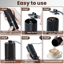 Load image into Gallery viewer, Manual Coffee Grinder with 60 Adjustable Settings, Portable Hand Coffee Bean Mill with 28g Capacity, Stainless Steel Conical Burr Coffee Bean Grinder for French Press, Pour Ove,Gifts for Coffee Lovers, Black_3400