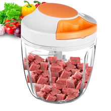 Load image into Gallery viewer, Manual Food Processor Vegetable Chopper, Portable Hand Pull String Garlic Mincer Onion Cutter for Veggies, Ginger, Fruits, Nuts, Herbs, etc., 900ml, White_1