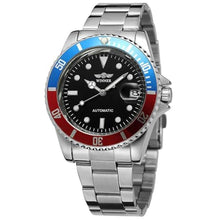 Load image into Gallery viewer, MASTOP Men Automatic Mechanical Watches Full Steel Waterproof Mens Watches with Calendar (Silver Black Blue), SilverBlackBlue_1