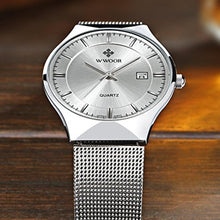 Load image into Gallery viewer, MASTOP Men New Top Luxury Watch Ultra Thin Stainless Steel Mesh Band Quartz Wristwatch Fashion Casual Watches (White)_8077