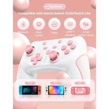 Load image into Gallery viewer, Matbip Wireless Pro Controller for Switch/Switch 2/Switch Lite/Switch OLED, wireless controller for switch with 2 back buttons, 3-level TURBO adjustable (Pink)_1328