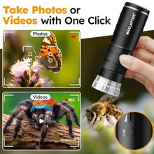 Load image into Gallery viewer, MAXLAPTER Wireless Digital Microscope, 50X-1000X Portable USB WiFi Handheld Digital Microscope for Adults Kids, with 5 Microscope Slides, Compatible with iPhone iPad Android Windows Mac_1305
