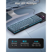 Load image into Gallery viewer, Mechanical Gaming Keyboard and Mouse, LED Backlit 98-Key Floating Keycap & 4 DPI RGB Gaming Mouse with Mouse Pad, Full Anti-Ghost Light Up Wired Computer Keyboards for MAC PC Gamer Accessories, Gray_6822