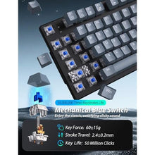 Load image into Gallery viewer, Mechanical Gaming Keyboard and Mouse, LED Backlit 98-Key Floating Keycap & 4 DPI RGB Gaming Mouse with Mouse Pad, Full Anti-Ghost Light Up Wired Computer Keyboards for MAC PC Gamer Accessories, Gray_6824