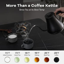 Load image into Gallery viewer, Mecity Electric Kettle Gooseneck Pour Over Kettle 1 Temperature Control Quick Heating Water Boiler for Coffee & Tea & Formula Auto Shut Off Tea Kettle 1200 Watt, 0.8L, Matt Black, Barista Edition, MattBlack_7054